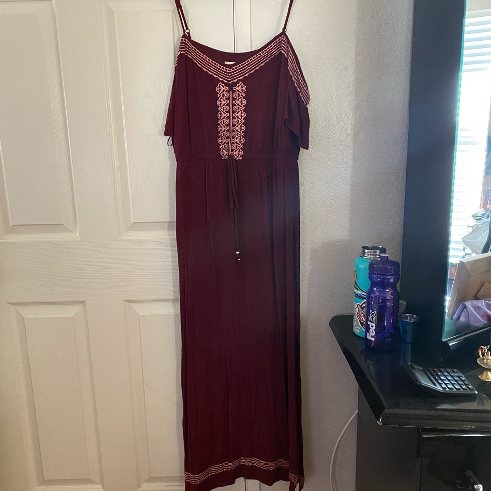 Full length off shoulder dress